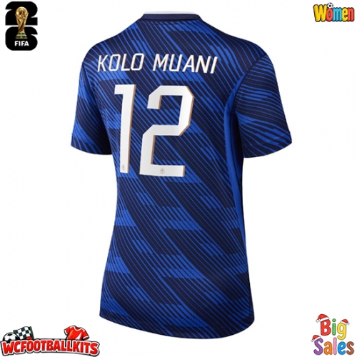 France Randal Kolo Muani #12 Replica Home Stadium Shirt for Women World Cup 2026 Short Sleeve